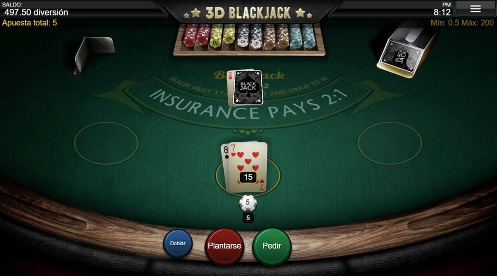 Apostar y repartir cartas de 3D Blackjack